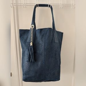 Blue Italian Leather Handbag